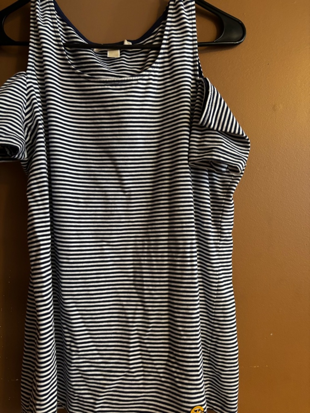 Michael Kors Navy and White Striped Scoop Neck Top